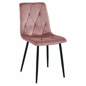 Rózsaszín bársony étkezőszék LIBRA fekete lábakkal kép