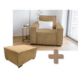 Kialakítás SMART SET fotel lábtartóval, mustárszínű kép