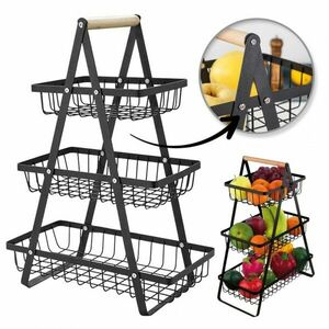 Háromszintes gyümölcs- és zöldségkosár PATERA, fekete kép