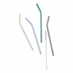 LONG DRINK üveg szívószál tisztító kefével, többszínű 5 db / szett kép