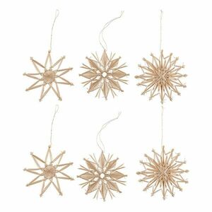 X-MAS szalma karácsonyfadísz, natúr csillagok 6darab Ø 10cm kép