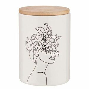 QUEEN IT tárolódoboz bambusz fedéllel 700ml, Line Art kép