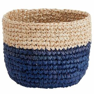 ISALO raffia kosár, natúr-kék Ø8cm kép