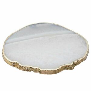 CRYSTAL poháralátét arany szegéllyel, fehér kvarc Ø10cm kép