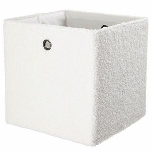 TODDY összehajtható plüss tárolódoboz, fehér 30 x 30 cm kép