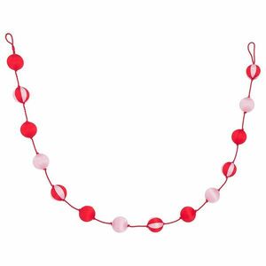 X-MAS girland cérnagömbökkel, piros-rózsaszín kép