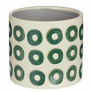 CIRCLE kaspó, zöld-krémszín Ø14cm kép