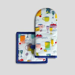 HOME & YOU pamut edényfogó kesztyű és alátét, színes edények kép