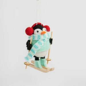 HOME & YOU gyapjú karácsonyfadísz, pingvin síléccel kép