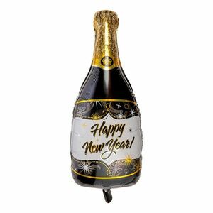 HAPPY NEW YEAR fólia lufi , pezsgősüveg kép