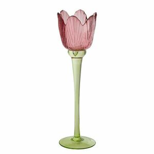 TULIP üveg mécsestartó tulipán piros 23 cm kép