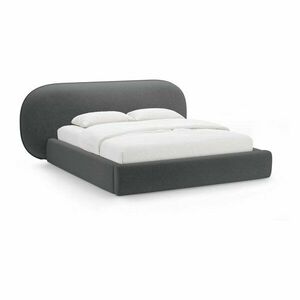 Sötétszürke kárpitozott ágyneműtartós franciaágy ágyráccsal 180x200 cm Ovalo – Micadoni kép