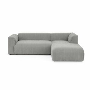 Világosszürke kordbársony sarokkanapé (jobb oldali-heverő résszel) Merid – Ropez kép