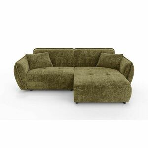 Zöld zsenília sarokkanapé (jobb oldali-heverő résszel) Nelia – Ropez kép