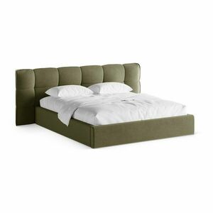 Zöld kárpitozott ágyneműtartós franciaágy ágyráccsal 200x200 cm Eric – Micadoni kép