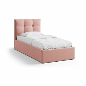 Rózsaszín kárpitozott ágyneműtartós egyszemélyes ágy ágyráccsal 90x200 cm Phaedra – Micadoni kép