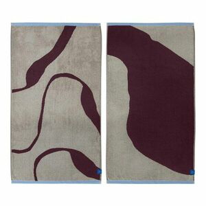 Borvörös-szürkésbézs frottír bio pamut törölköző szett 2 db-os 50x90 cm Nova Arte – Mette Ditmer Denmark kép