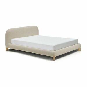 Bézs kárpitozott franciaágy ágyrács nélkül 180x200 cm Odina – Kave Home kép