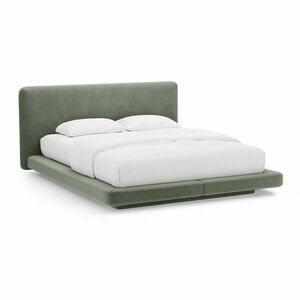 Zöld kárpitozott franciaágy 200x200 cm Linea – Micadoni kép