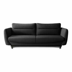 Fekete zsenília kinyitható-tárolóhelyes kanapé 236 cm Silva – ELTAP kép