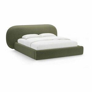 Zöld kárpitozott ágyneműtartós franciaágy ágyráccsal 180x200 cm Ovalo – Micadoni kép