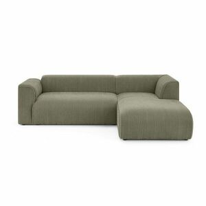 Zöld kordbársony sarokkanapé (jobb oldali-heverő résszel) Merid – Ropez kép