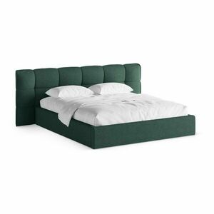 Sötétzöld kárpitozott ágyneműtartós franciaágy ágyráccsal 200x200 cm Eric – Micadoni kép