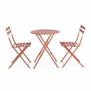 Terrakotta színű acél kétszemélyes kerti étkezőgarnitúra Austin – Bizzotto kép