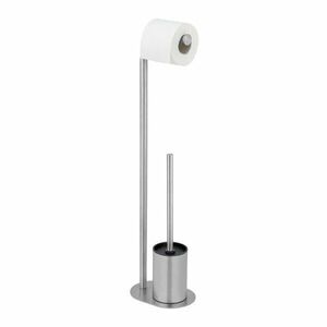 Matt ezüstszínű rozsdamentes acél WC-papír tartó állvány WC-kefével Levante – Wenko kép