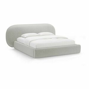 Világosszürke kárpitozott ágyneműtartós franciaágy ágyráccsal 160x200 cm Ovalo – Micadoni kép