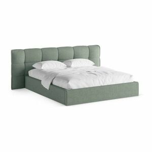 Mentazöld kárpitozott ágyneműtartós franciaágy ágyráccsal 180x200 cm Eric – Micadoni kép