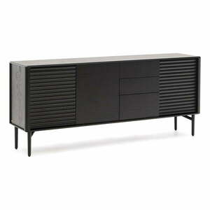 Fekete komód tölgyfa dekorral 200x86x45 cm Lenon – Kave Home kép