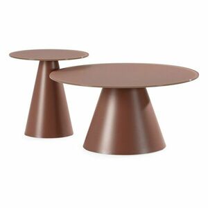 Barna kerek dohányzóasztal szett 2 db-os üveg asztallappal ø 80 cm Vida – MOME kép