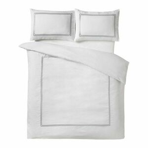 Fehér kétszemélyes háromrészes szatén ágyneműhuzat 200x200 cm So Soft Mono Satin Stitch – Catherine Lansfield kép