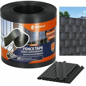 Springos kerítésszalag, 19cmx26m, 1200g/m2, 20 rögzítőkapocs - Grafit kép