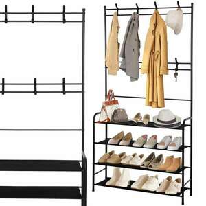 Springos ruhatartó állvány polccal kép