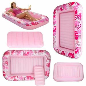 Felfújható úszómatrac, napozóágy rózsaszín párnával kép