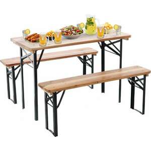 GardenLine összecsukható fa Sörpad 117 × 56 × 76 cm - Asztal + 2 Pad kép