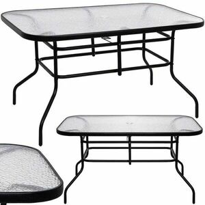 Springos kerti Asztal 120x70x70cm - Fekete kép