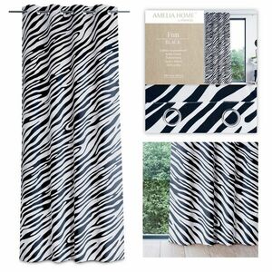 Sötétítő függöny FUN fekete nyomott motívum állatos tropikus ezüs... kép
