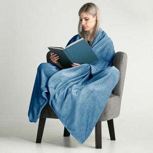 Takaró MIC indigókék sima mikroszálas 200x220 kép