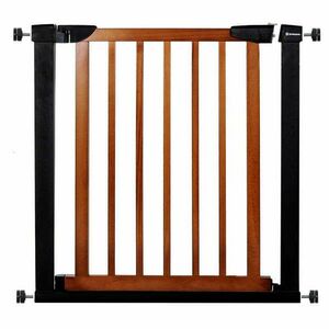 Springos védőkorlát, biztonsági kapu lépcsőhöz, állítható, fa acé... kép