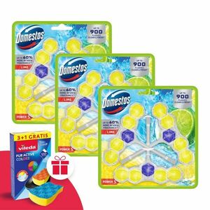 Domestos Power5 WC frissítő blokk Lime (9x50g) + Ajándék Vileda Szivacs kép