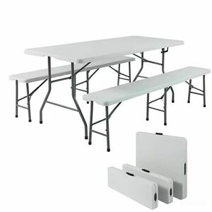 Pepita összecsukható sörpad Kerti étkezőgarnitúra - fehér kép