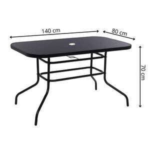 Springos kerti Asztal 140x80x70cm - Fekete kép