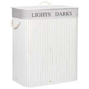 Springos bambusz Szennyeskosár, 52x32cm, 100L - Fehér, Szürke kép