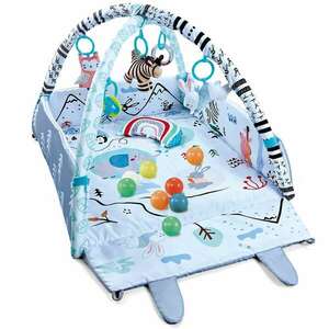 Pepita 3in1 Játszószőnyeg játékhíddal és 20db labdával - Nyuszi - kék kép