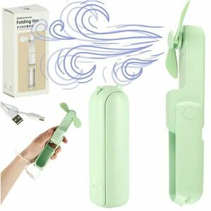 Hordozható mini USB ventilátor 3 sebességgel, powerbank funkcióval, zöld kép