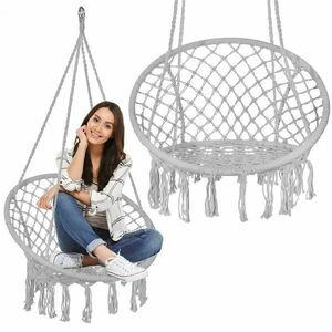 Springos makramé Függőfotel 79x80x120cm- Szürke kép