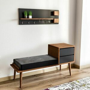 Előszobai tárolóegység, diófa, szürke - GARONNE - Butopêa kép